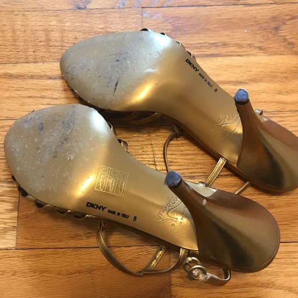 DKNY Bronze Gold Open Toe Strap Heel- 8 - Picture 2 of 7
